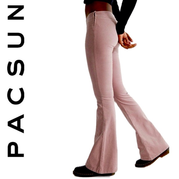 PacSun Denim - PacSun Mauve Pink Corduroy | Cord Stretch Cotton Low Rise Flare Bell Bottom Pant